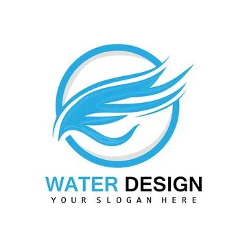 Water Wave Logo, Earth Element Vector, Water Wings Logo Design Style, Brand.. Stock Illustration