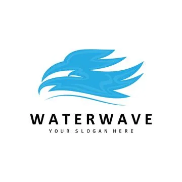 Water Wave Logo, Earth Element Vector, Water Wings Logo Design Style, Brand.. Stock Illustration