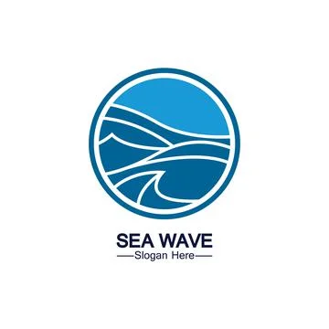 Water wave logo template icon vector illustration design. Wave In Circle Shap Stock Illustration