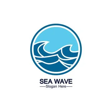 Water wave logo template icon vector illustration design. Wave In Circle Shap Illustrazione stock