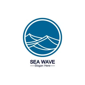 Water wave logo template icon vector illustration design. Wave In Circle Shap Illustrazione stock
