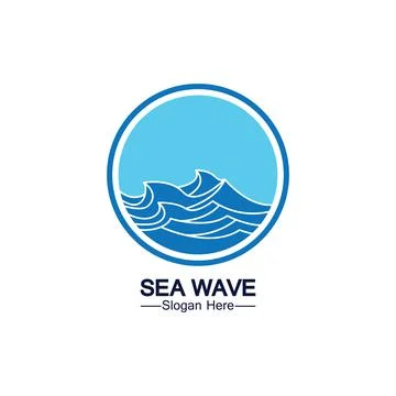 Water wave logo template icon vector illustration design. Wave In Circle Shap Illustrazione stock