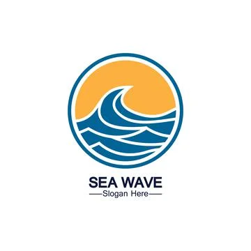 Water wave logo template icon vector illustration design. Wave In Circle Shap Illustrazione stock