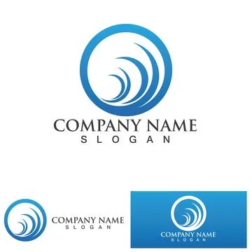Water wave logo template icon vector illustration design. Wave In Circle Shap イラスト素材