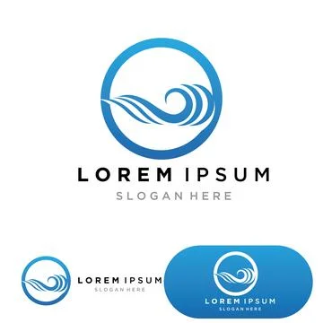 Water wave logo template icon vector illustration design. Wave In Circle Shap Stock Illustration