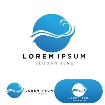 Water wave logo template icon vector illustration design. Wave In Circle Shap イラスト素材