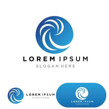 Water wave logo template icon vector illustration design. Wave In Circle Shap Stock Illustration