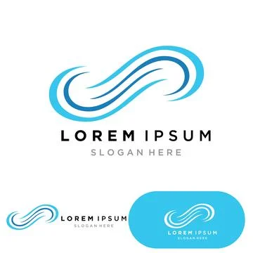 Water wave logo template icon vector illustration design. Wave In Circle Shap Illustrazione stock