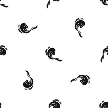 Water wave pattern seamless black Illustrazione stock