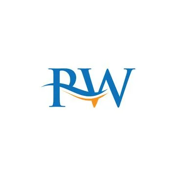 Water Wave PW Logo Vector. Swoosh Letter PW Logo Design for business and comp Stock Illustration