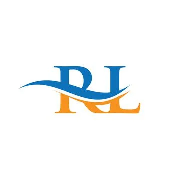 Water Wave RL Logo Vector. Swoosh Letter RL Logo Design for business and comp Stock Illustration