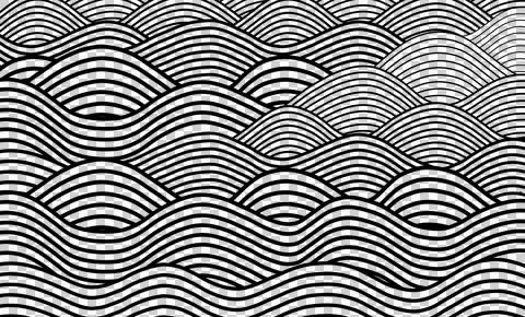 Water wave seamless background, Seamless pattern with black wave Stock Illustration