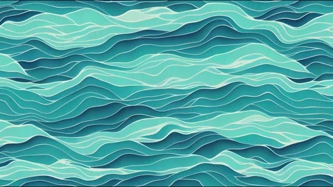Water wave set. Line waves seamless animation collection. Sea Stock Footage 220127814
