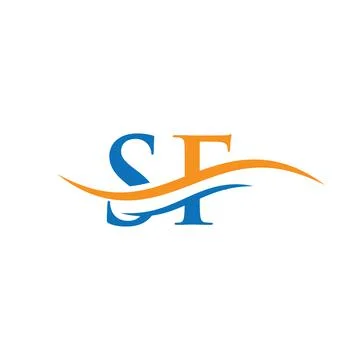Water Wave SF Logo Vector. Swoosh Letter SF Logo Design for business and comp Stock Illustration
