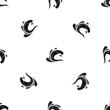 Water wave splash pattern seamless black Illustrazione stock