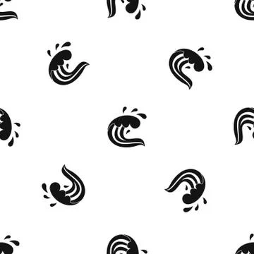 Water wave splash pattern seamless black Stock Illustration