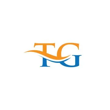 Water Wave TG Logo Vector. Swoosh Letter TG Logo Design for business and comp Stock Illustration