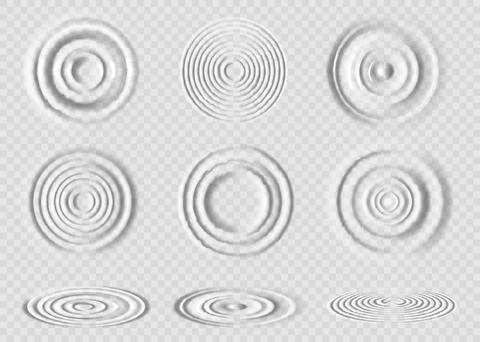 Water wave. Top view drop effect. Circle splash texture or calm concentric Stock Illustration