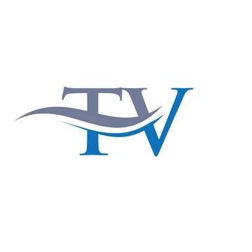 Water Wave TV Logo Vector. Swoosh Letter TV Logo Design for business and comp Stock Illustration