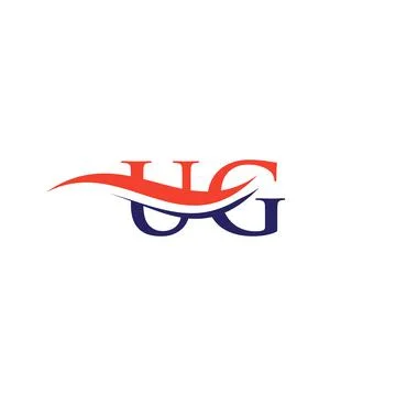 Water Wave UG Logo Vector. Swoosh Letter UG Logo Design for business and comp Stock Illustration