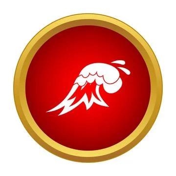 Water wave vector icon in gold outline button Stock Illustration