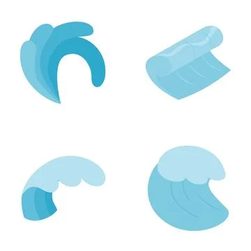 Water wave vector icons set for nature concepts Stock Illustration