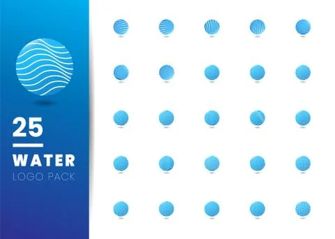 Water Waves Beach Vector Template for Company Logo Design Illustrazione stock