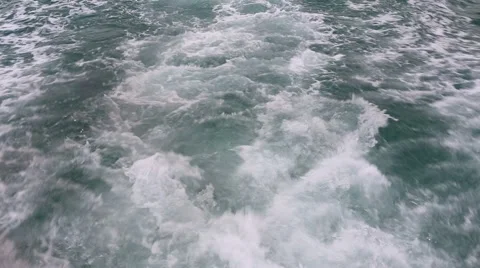 Water waves behind the boat Stock Footage 55859959