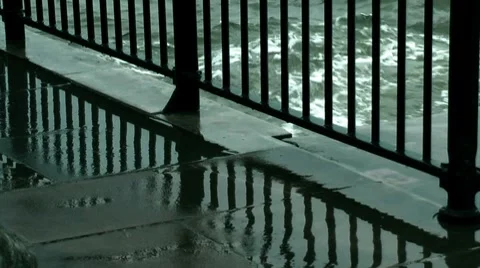 Water Waves Behind railing River Thames Stock Footage 8692580