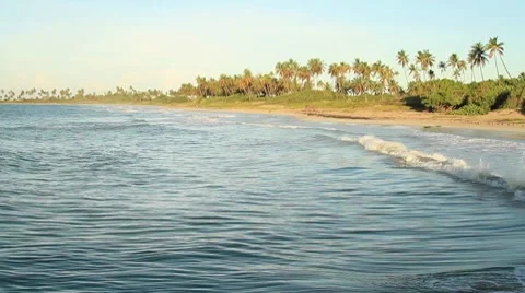 Water waves breaking in the beach Video stock 8760321