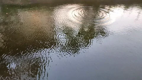 Water waves caused by rocks falling into the water. 4k Stock Footage 181980746