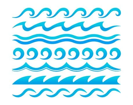 Water waves design elements vector set イラスト素材