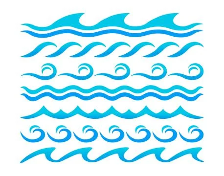 Water waves design elements vector set Stock Illustration