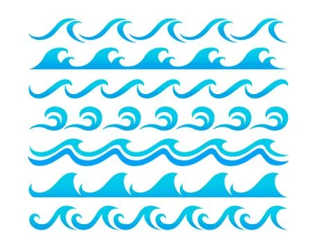Water waves design elements vector set 스톡 일러스트