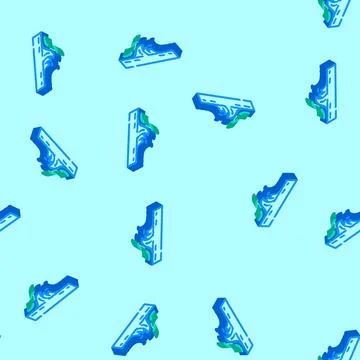 Water waves disaster isometric icon seamless pattern Stock Illustration