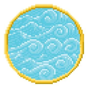 Water Waves Flame 4 Elements Zodiac Pixel Art Sign Stock Illustration