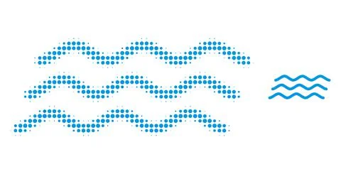 Water Waves Halftone Dot Icon Stock Illustration