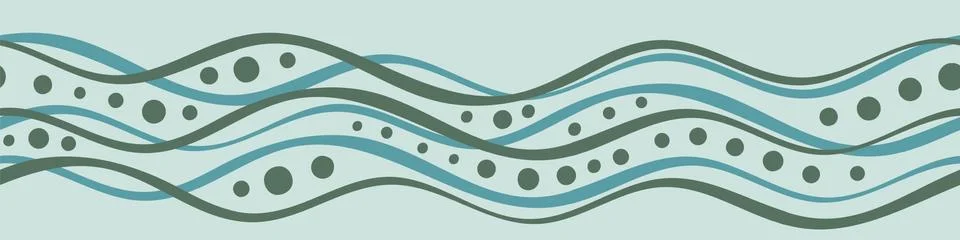 Water waves horizontal vector border print Stock Illustration