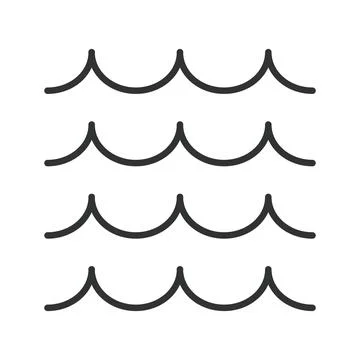 Water waves icon in line design. water waves, ocean, sea, liquid, nature, marine Stock Illustration