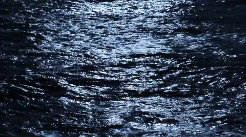 Water waves in moon light Stock Footage 40848871