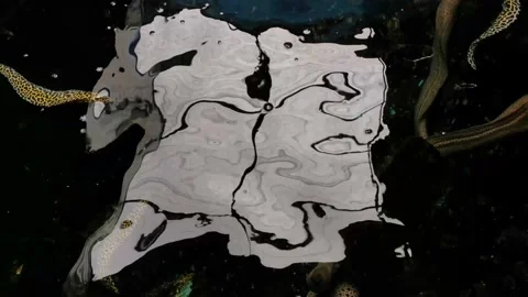 Water waves from the pond, small sharks (Selachimorpha) and tiger eels Stock Footage 168457289