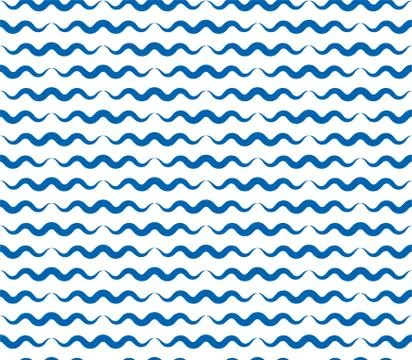 Water waves seamless pattern, vector curve lines Stock Illustration