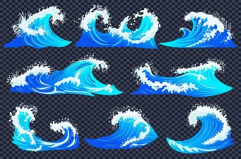 Water Waves Set Illustrazione stock