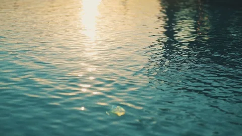 Water waves on sunset in slowmotion Video stock 86090447