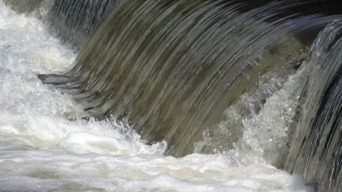 Water at weir of a hydropower plant Stock Footage 157783553