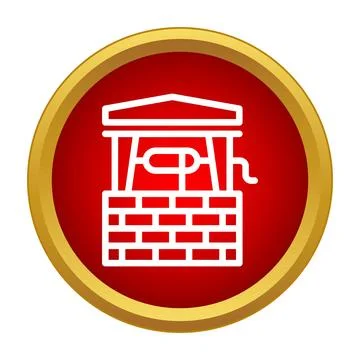 Water well brick structure delivering fresh pure water icon Stock Illustration