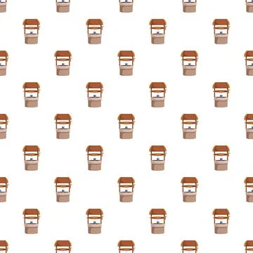 Water well bucket repeating pattern for rural village design 스톡 일러스트