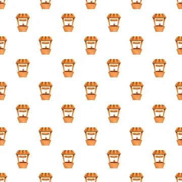 Water well cartoon seamless pattern for rustic design 库存插图