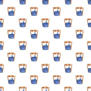 Water well cartoon seamless pattern background repeating Stock Illustration