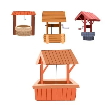 Water well drawing sources set for irrigation Stock Illustration